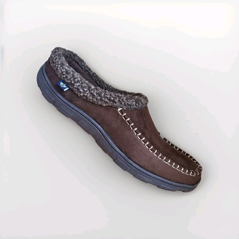 Dearfoams Coffee Dark Brown Men's Memory Foam Clog Slippers Size 11-12